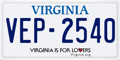 VA license plate VEP2540