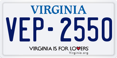 VA license plate VEP2550