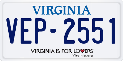 VA license plate VEP2551