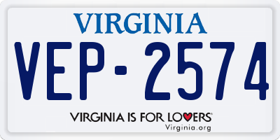 VA license plate VEP2574