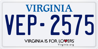 VA license plate VEP2575