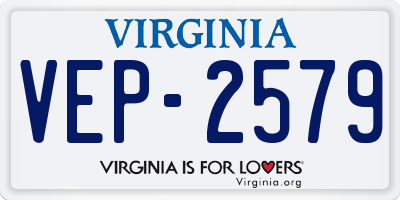 VA license plate VEP2579