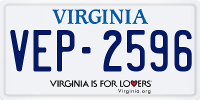 VA license plate VEP2596