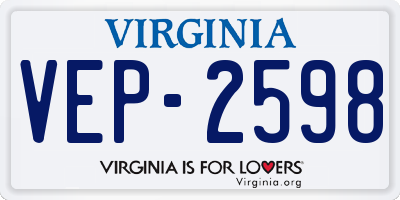 VA license plate VEP2598