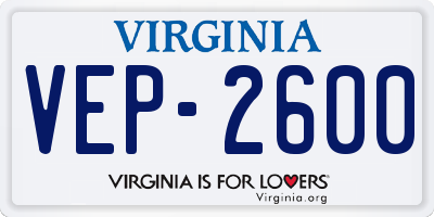 VA license plate VEP2600