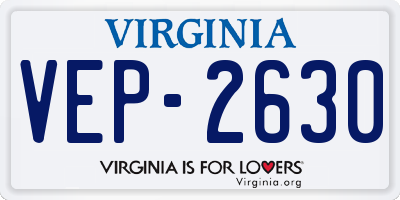 VA license plate VEP2630