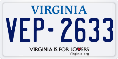 VA license plate VEP2633