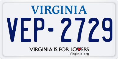 VA license plate VEP2729