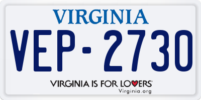 VA license plate VEP2730