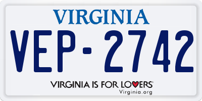 VA license plate VEP2742