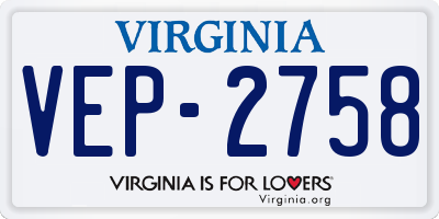 VA license plate VEP2758