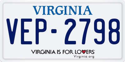 VA license plate VEP2798