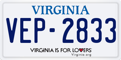 VA license plate VEP2833