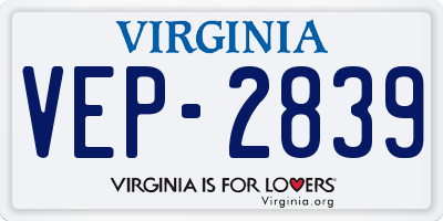 VA license plate VEP2839