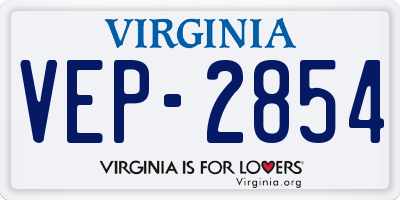 VA license plate VEP2854