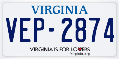 VA license plate VEP2874
