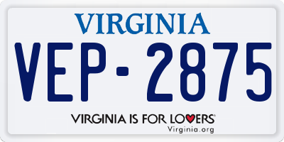 VA license plate VEP2875