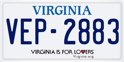 VA license plate VEP2883