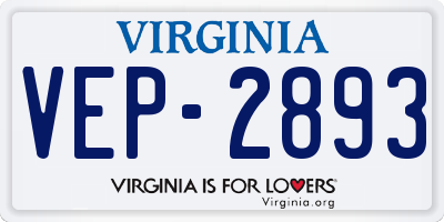 VA license plate VEP2893