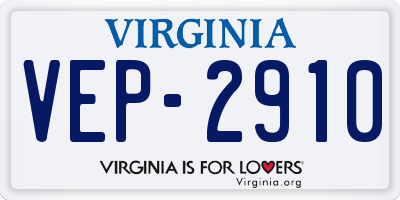 VA license plate VEP2910