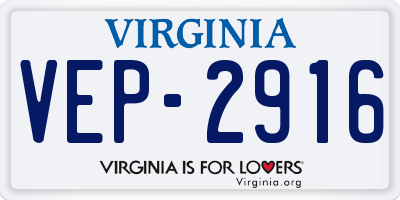 VA license plate VEP2916