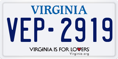 VA license plate VEP2919