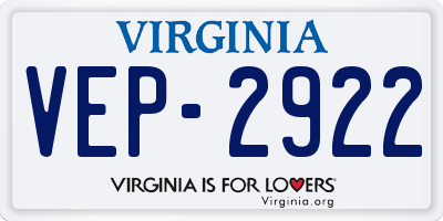 VA license plate VEP2922