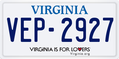 VA license plate VEP2927