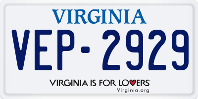 VA license plate VEP2929