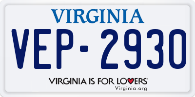 VA license plate VEP2930
