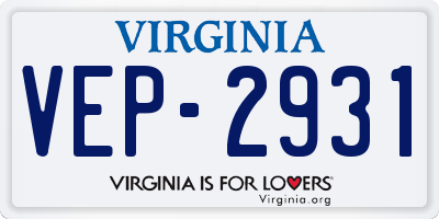VA license plate VEP2931