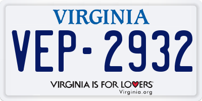 VA license plate VEP2932
