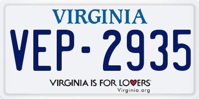 VA license plate VEP2935