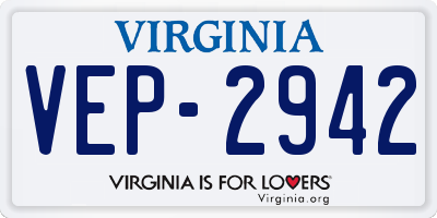VA license plate VEP2942