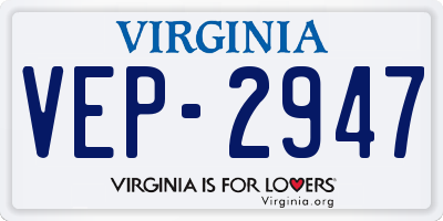 VA license plate VEP2947