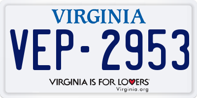 VA license plate VEP2953