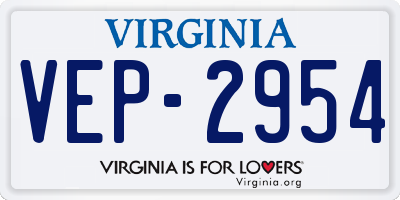 VA license plate VEP2954