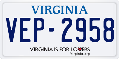 VA license plate VEP2958