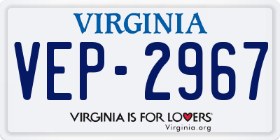 VA license plate VEP2967