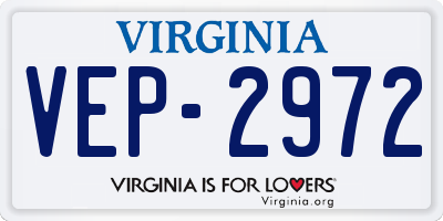 VA license plate VEP2972