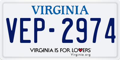 VA license plate VEP2974