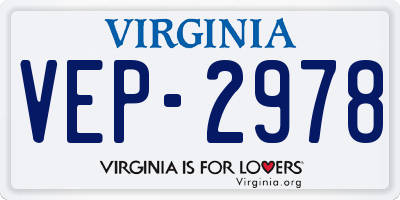 VA license plate VEP2978