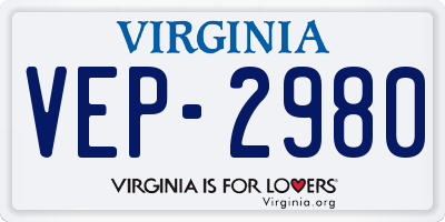 VA license plate VEP2980