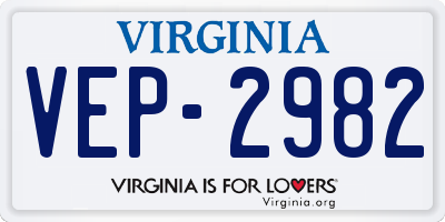 VA license plate VEP2982