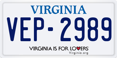VA license plate VEP2989