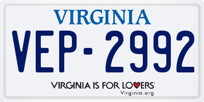 VA license plate VEP2992