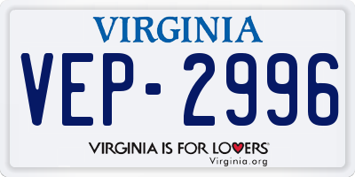 VA license plate VEP2996