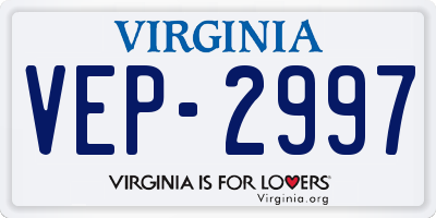 VA license plate VEP2997