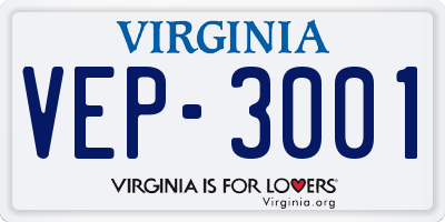 VA license plate VEP3001