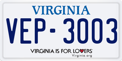 VA license plate VEP3003